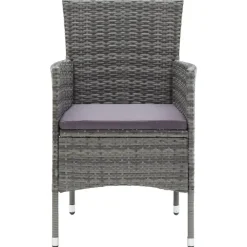 vidaXL - 5-delige Tuinset grijs - Poly rattan en glas - 80x80 cm
