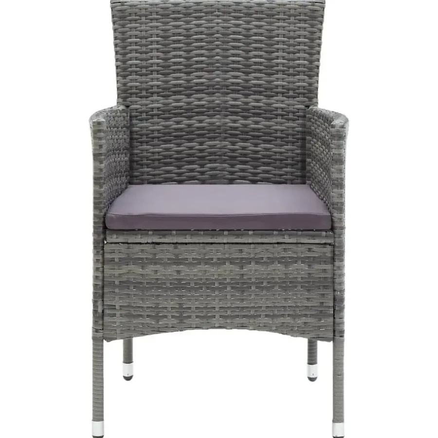 vidaXL - 5-delige Tuinset grijs - Poly rattan en glas - 80x80 cm
