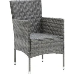vidaXL - 5-delige Tuinset grijs - Poly rattan en glas - 80x80 cm