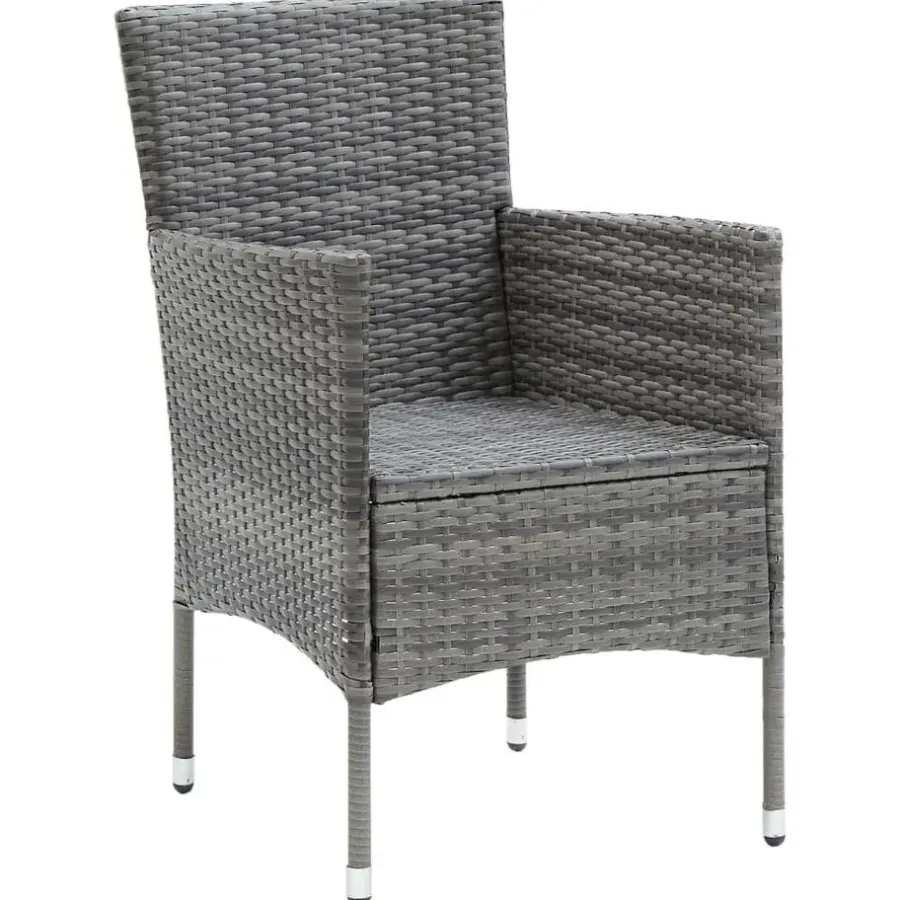 vidaXL - 5-delige Tuinset grijs - Poly rattan en glas - 80x80 cm