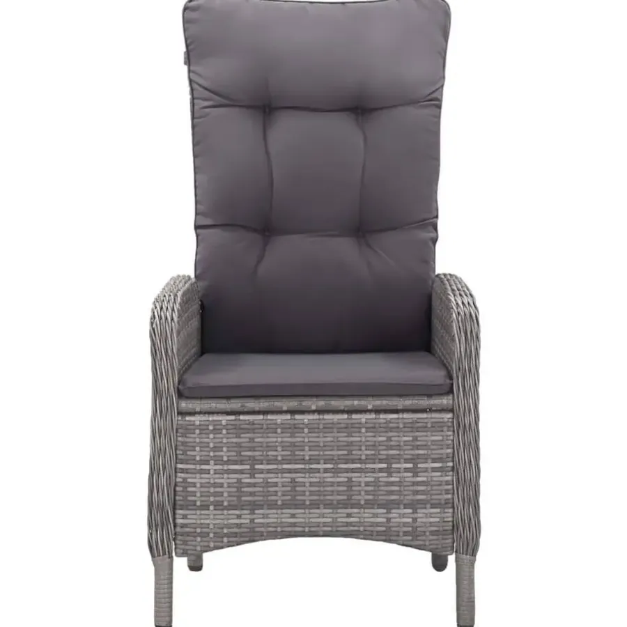 vidaXL - 5-delige Tuinset grijs - 4 verstelbaar stoelen en 85x85 cm tafel
