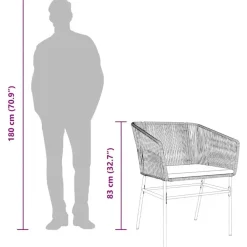 Tuinsets-vidaXL - 5-delige Tuinset grijs kussens - Zwart PE rattan en staal - 80x80 cm