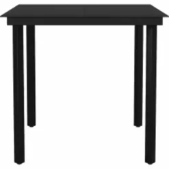 Tuinsets-vidaXL - 5-delige Tuinset grijs kussens - Zwart PE rattan en staal - 80x80 cm