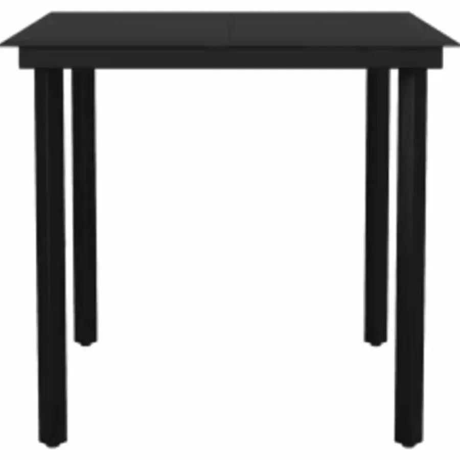 Tuinsets-vidaXL - 5-delige Tuinset grijs kussens - Zwart PE rattan en staal - 80x80 cm