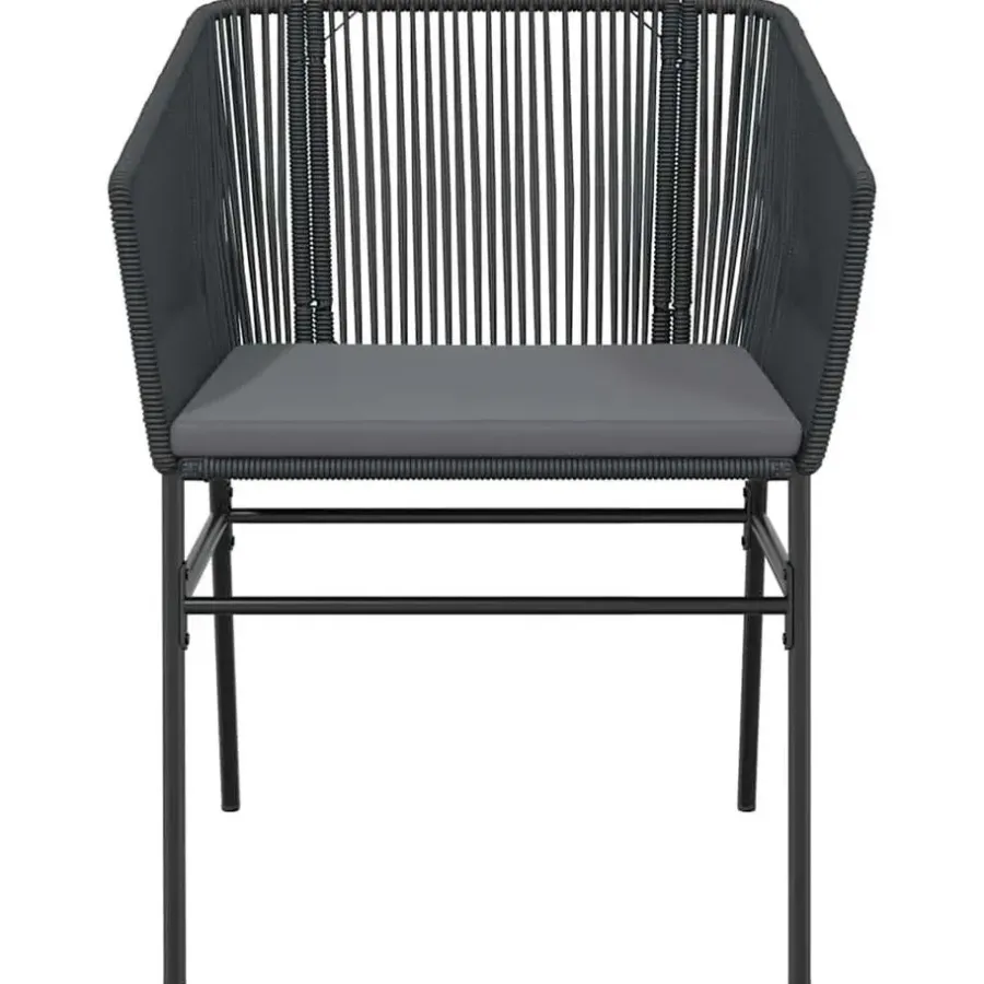 Tuinsets-vidaXL - 5-delige Tuinset grijs kussens - Zwart PE rattan en staal - 80x80 cm