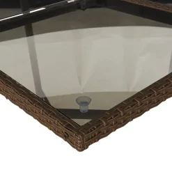 Tuinsets-vidaXL - 5-delige Tuinset met wit kussens - Bruin - Poly rattan - 110x106 cm
