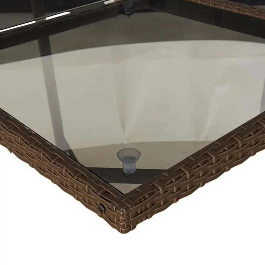 Tuinsets-vidaXL - 5-delige Tuinset met wit kussens - Bruin - Poly rattan - 110x106 cm