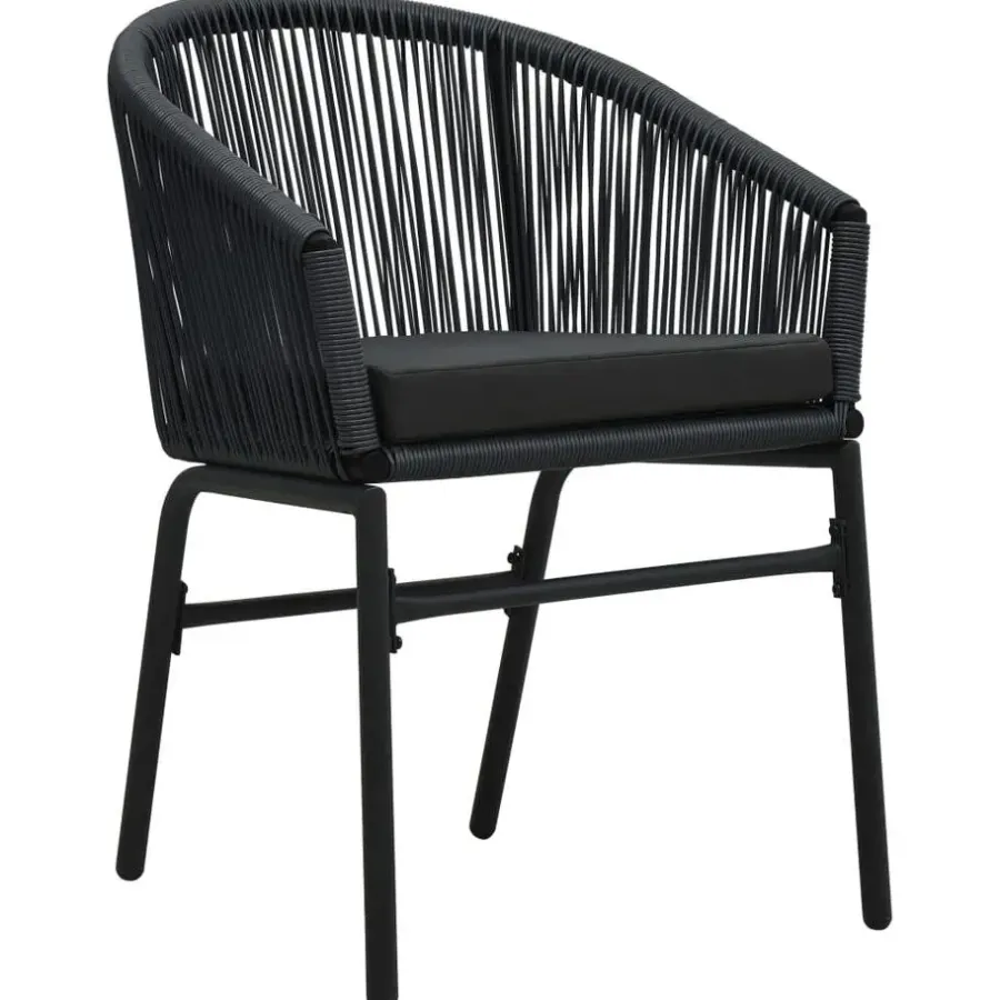 vidaXL - 5-delige Tuinset met kussens - Zwart PVC-rattan en staal - 80x80 cm