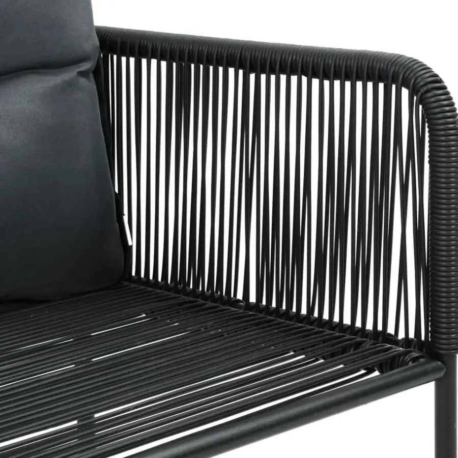 Tuinsets|Tuinsets-vidaXL - 7-delige Tuinset met kussens - Zwart - PVC-rattan - 184.5x90 cm