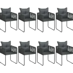 vidaXL - 9-delige Tuinset met kussens - Zwart - PVC-rattan - 184.5x90 cm