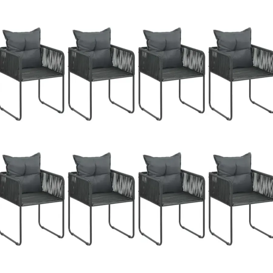vidaXL - 9-delige Tuinset met kussens - Zwart - PVC-rattan - 184.5x90 cm