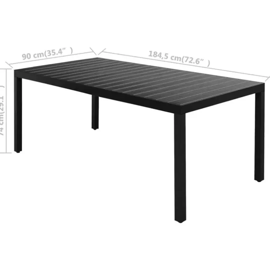 vidaXL - 9-delige Tuinset met kussens - Zwart - PVC-rattan - 184.5x90 cm