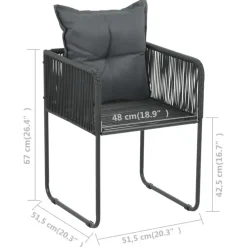 vidaXL - 9-delige Tuinset met kussens - Zwart - PVC-rattan - 184.5x90 cm