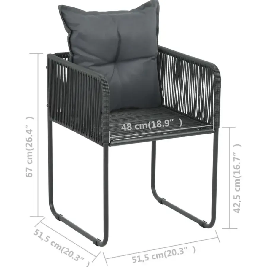 vidaXL - 9-delige Tuinset met kussens - Zwart - PVC-rattan - 184.5x90 cm