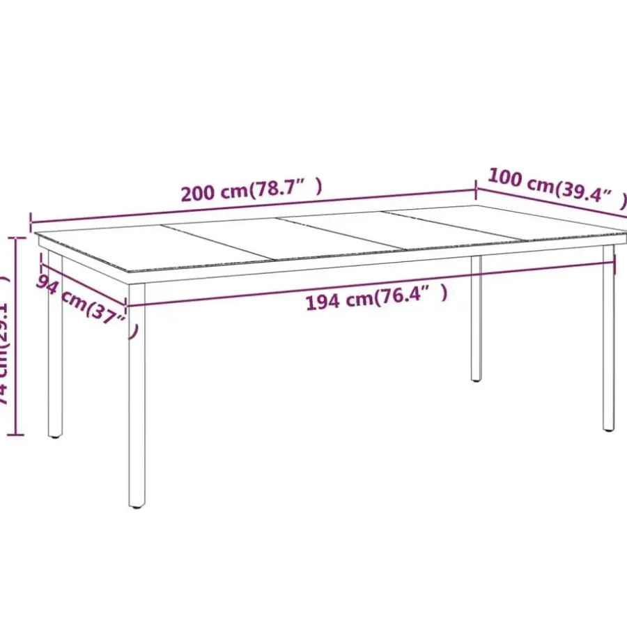 vidaXL - 9-delige Tuinset met kussens 8 grijs verstelbaar stoelen - 200x100 cm