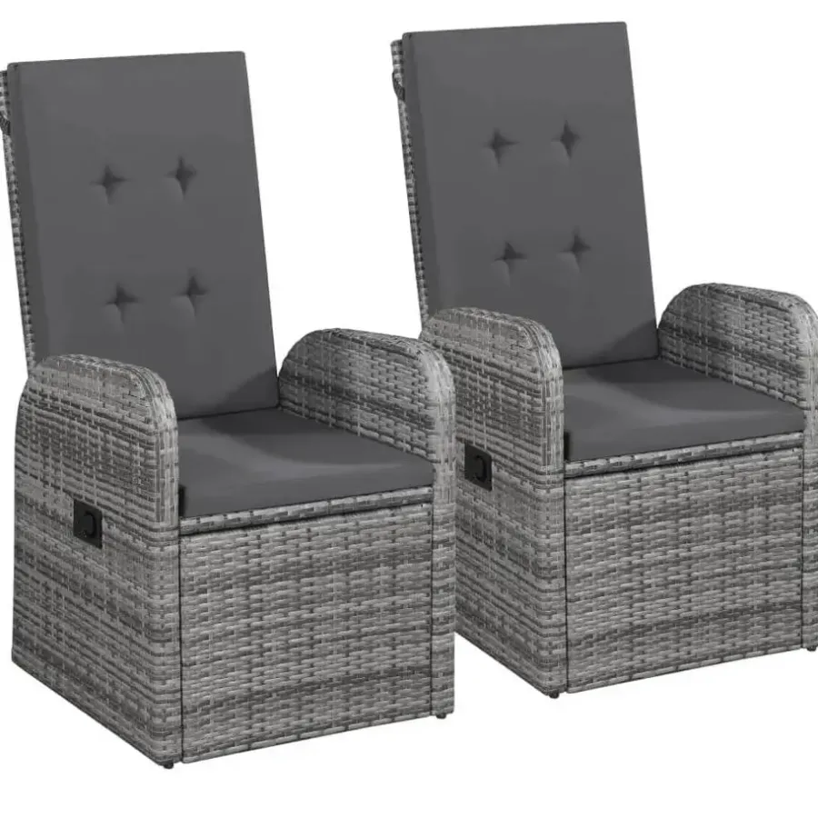 vidaXL - 9-delige Tuinset met kussens 8 grijs verstelbaar stoelen - 200x100 cm