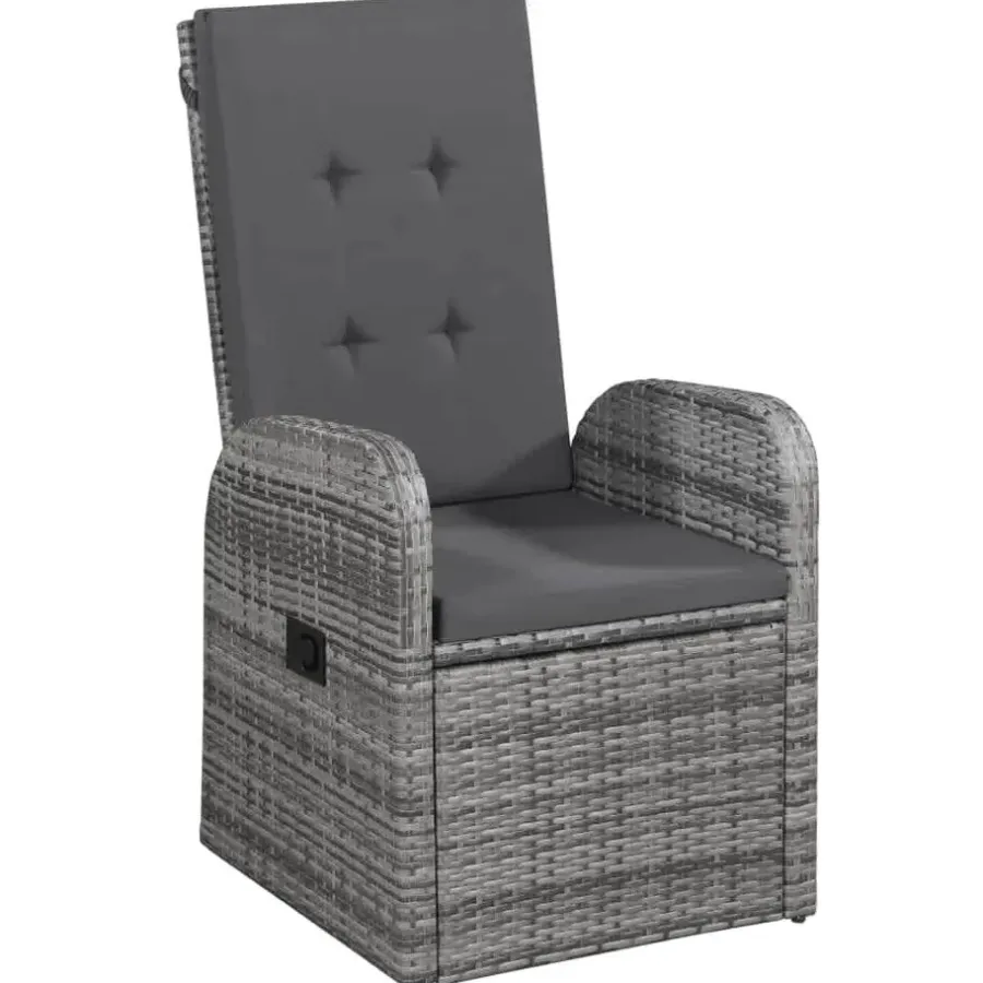 vidaXL - 9-delige Tuinset met kussens 8 grijs verstelbaar stoelen - 200x100 cm