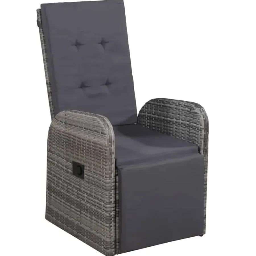 vidaXL - 9-delige Tuinset met kussens 8 grijs verstelbaar stoelen - 200x100 cm