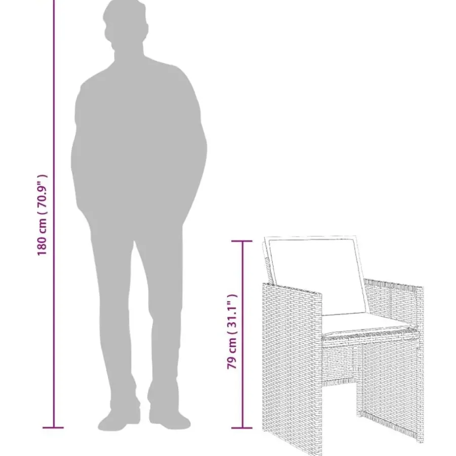 vidaXL - 5-delige Tuinset met wit kussens - Bruin - PE rattan - 110x106 cm