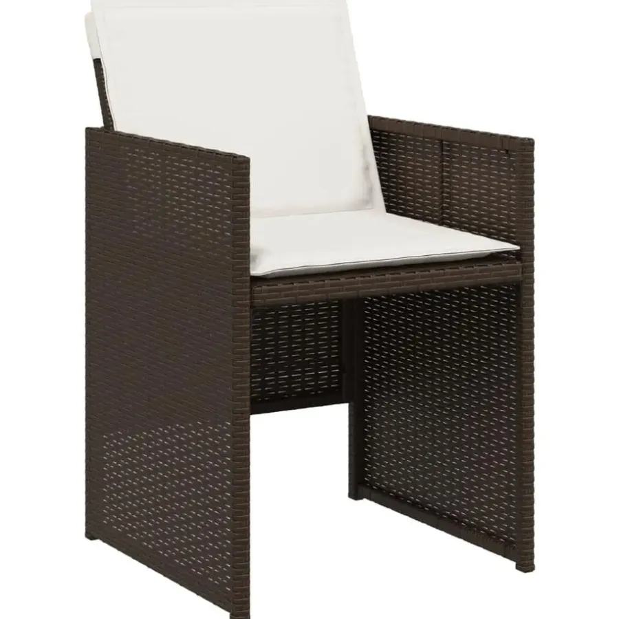 vidaXL - 5-delige Tuinset met wit kussens - Bruin - PE rattan - 110x106 cm