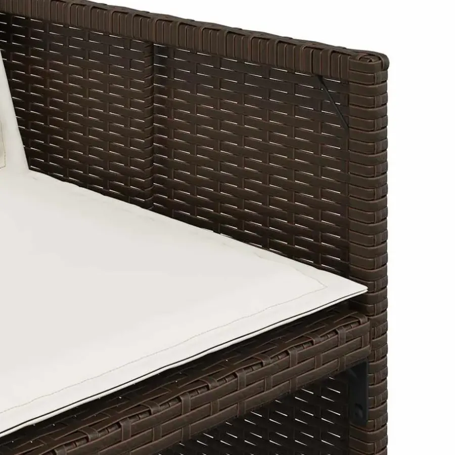 vidaXL - 5-delige Tuinset met wit kussens - Bruin - PE rattan - 110x106 cm