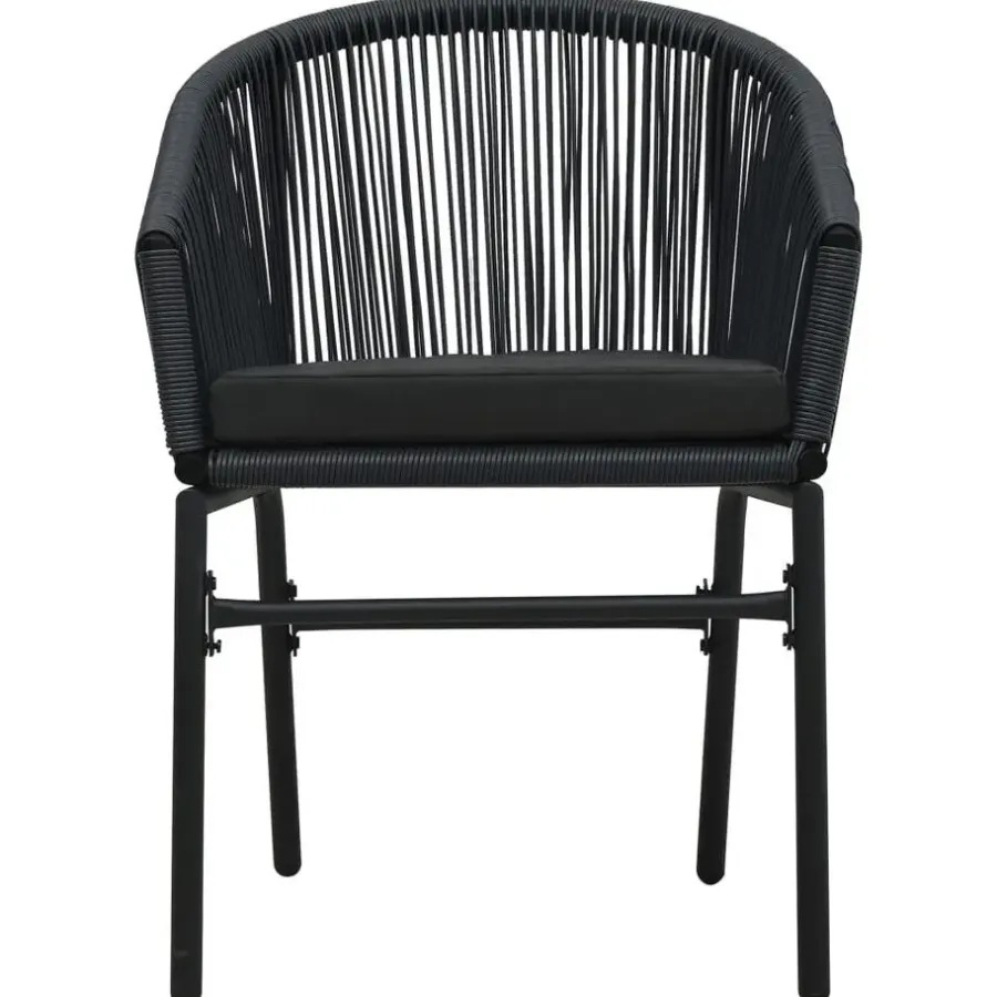 vidaXL - 5-delige Tuinset met kussens - Zwart PVC-rattan en staal - 140x70 cm