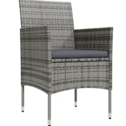 vidaXL - 7-delige Tuinset met kussens - Grijs en zwart - PE rattan - 140x70 cm