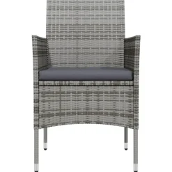 vidaXL - 7-delige Tuinset met kussens - Grijs en zwart - PE rattan - 140x70 cm