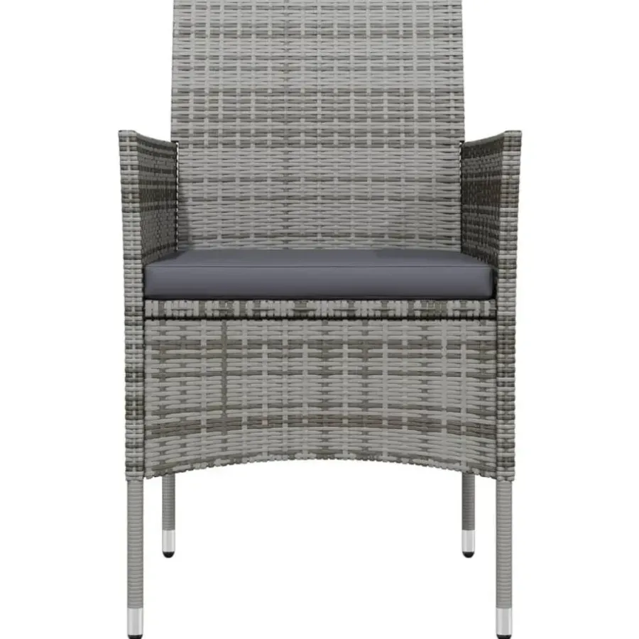 vidaXL - 7-delige Tuinset met kussens - Grijs en zwart - PE rattan - 140x70 cm