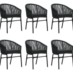 Tuinsets-vidaXL - 7-delige Tuinset met kussens - Zwart PVC-rattan en staal - 140x70 cm