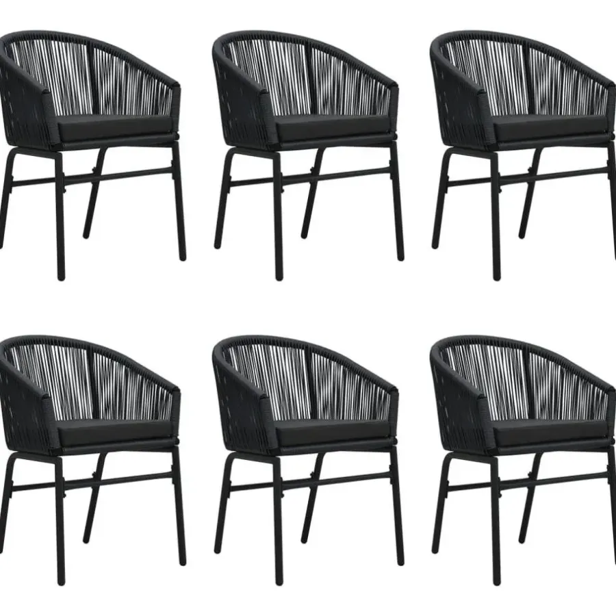 Tuinsets-vidaXL - 7-delige Tuinset met kussens - Zwart PVC-rattan en staal - 140x70 cm