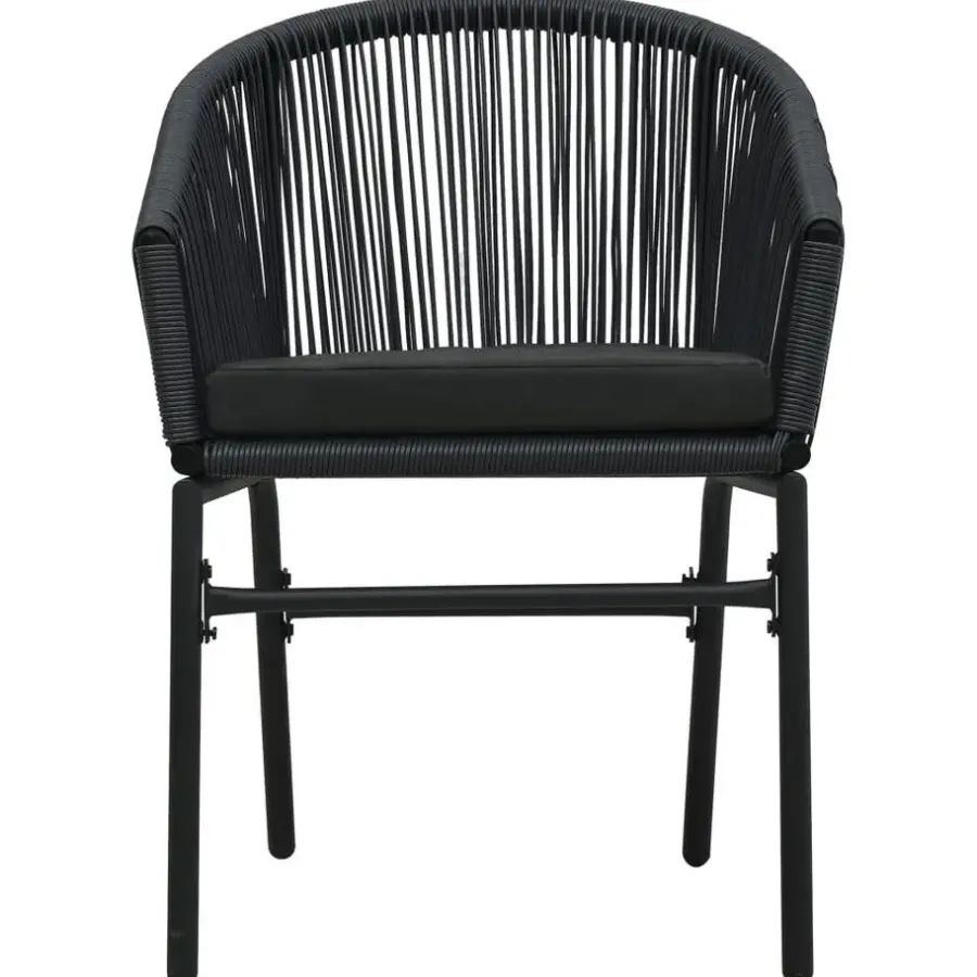 Tuinsets-vidaXL - 7-delige Tuinset met kussens - Zwart PVC-rattan en staal - 140x70 cm