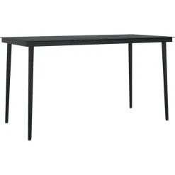 Tuinsets-vidaXL - 7-delige Tuinset met kussens - Zwart PVC-rattan en staal - 140x70 cm