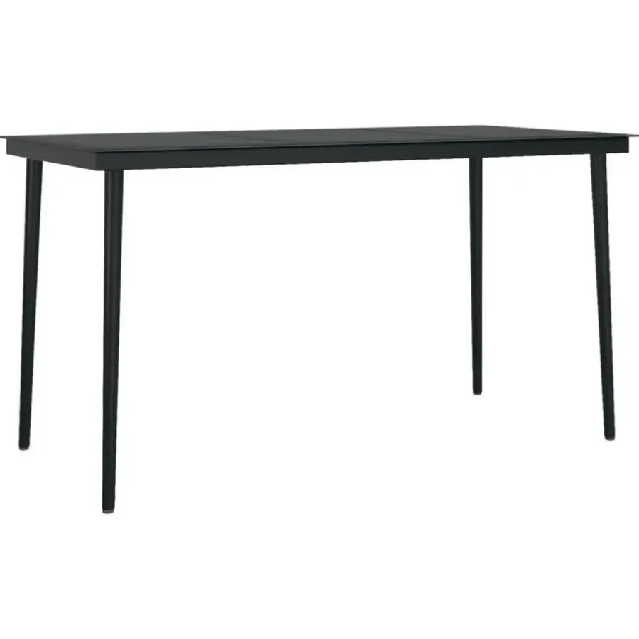 Tuinsets-vidaXL - 7-delige Tuinset met kussens - Zwart PVC-rattan en staal - 140x70 cm