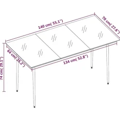 Tuinsets-vidaXL - 7-delige Tuinset met kussens - Zwart PVC-rattan en staal - 140x70 cm