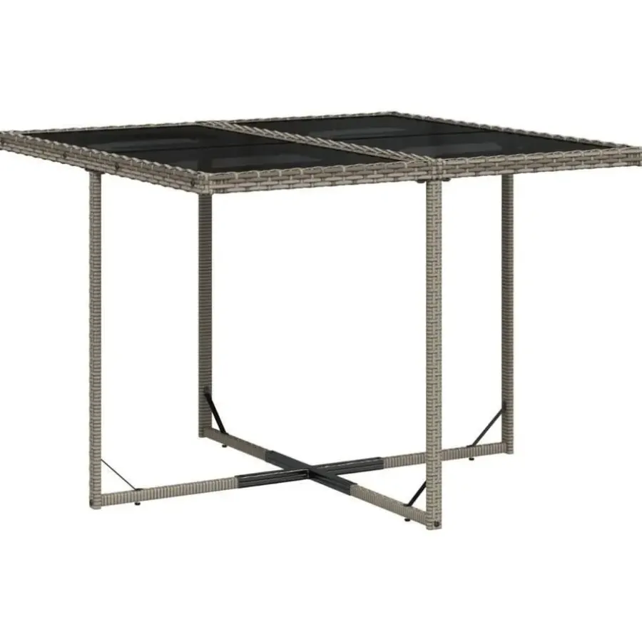 vidaXL - 7-delige Tuinset met donkergrijs kussens - PE rattan - 110x106 cm