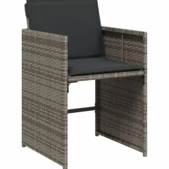 vidaXL - 7-delige Tuinset met donkergrijs kussens - PE rattan - 110x106 cm