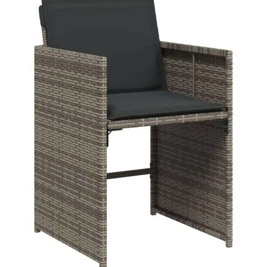 vidaXL - 7-delige Tuinset met donkergrijs kussens - PE rattan - 110x106 cm