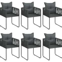vidaXL - 7-delige Tuinset met kussens - Zwart & bruin - PVC-rattan - 184.5x90 cm