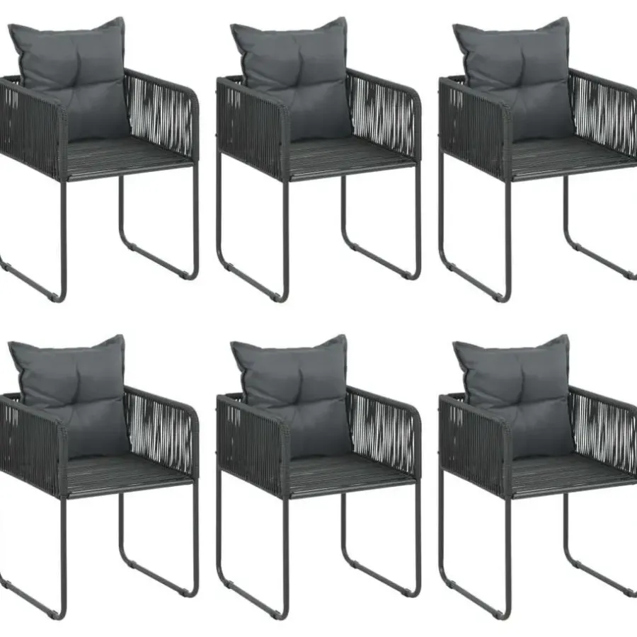 vidaXL - 7-delige Tuinset met kussens - Zwart & bruin - PVC-rattan - 184.5x90 cm