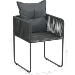 vidaXL - 7-delige Tuinset met kussens - Zwart & bruin - PVC-rattan - 184.5x90 cm