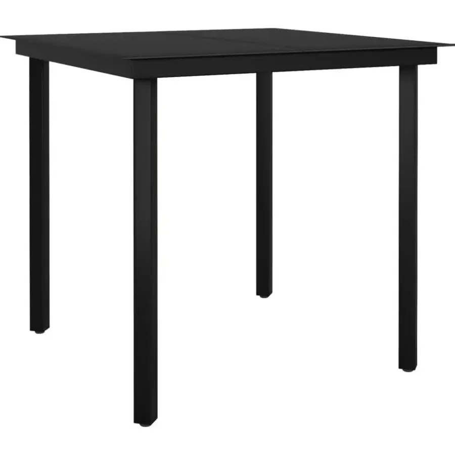 Tuinsets-vidaXL - 5-delige Tuinset met kussens - Zwart PE rattan & staal - 80x80 cm