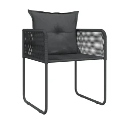 Tuinsets-vidaXL - 5-delige Tuinset met kussens - Zwart PE rattan & staal - 80x80 cm