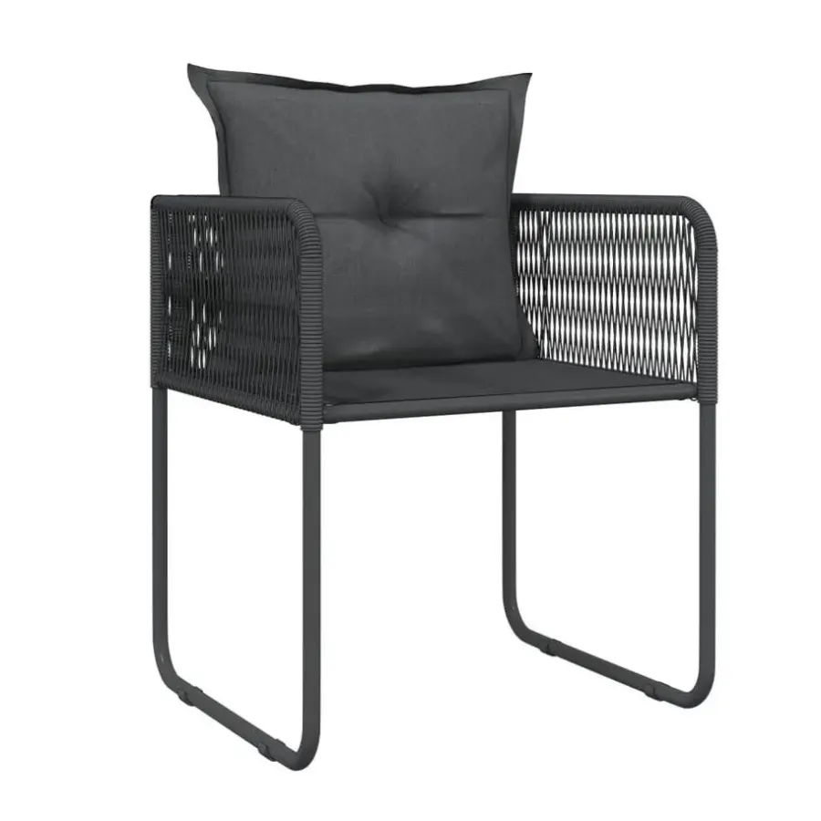 Tuinsets-vidaXL - 5-delige Tuinset met kussens - Zwart PE rattan & staal - 80x80 cm