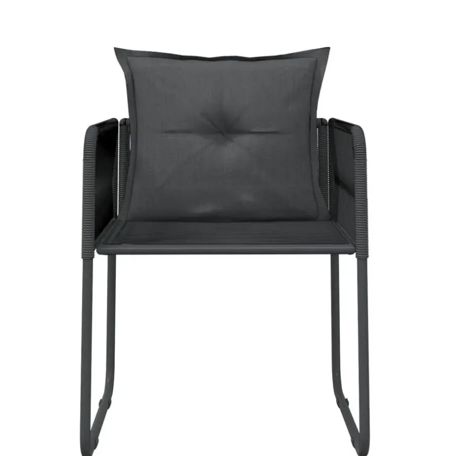 Tuinsets-vidaXL - 5-delige Tuinset met kussens - Zwart PE rattan & staal - 80x80 cm