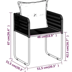 Tuinsets-vidaXL - 5-delige Tuinset met kussens - Zwart PE rattan & staal - 80x80 cm