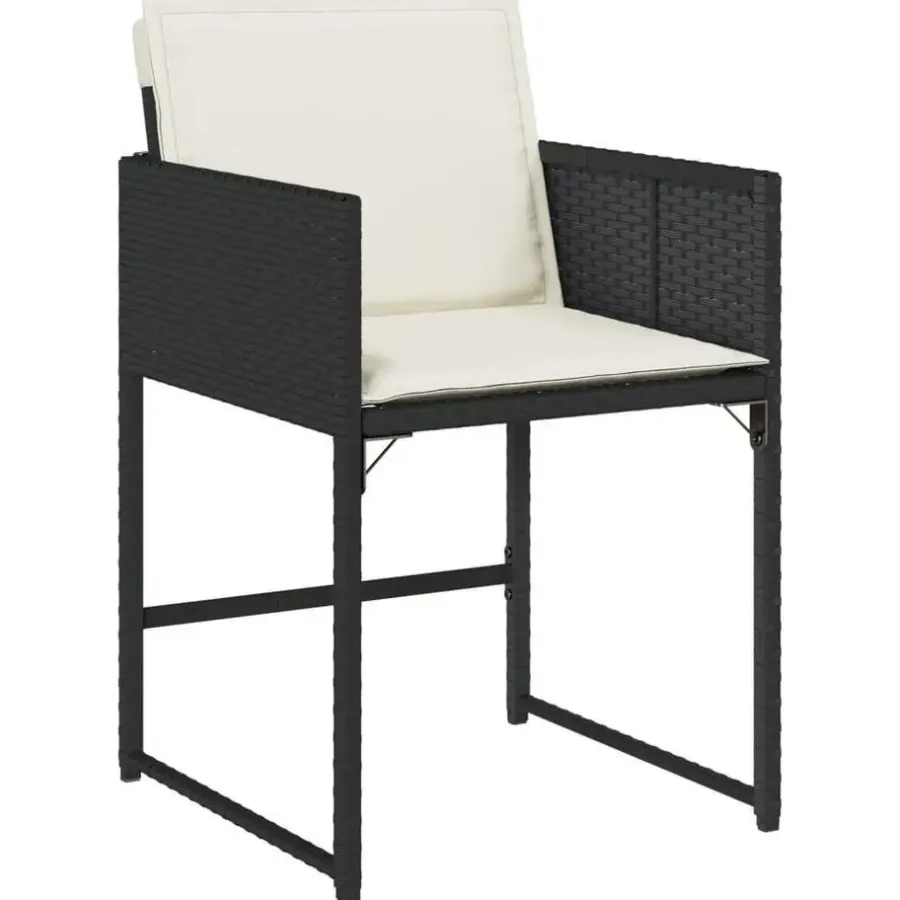 Tuinsets-vidaXL - 5-delige Tuinset wit kussens - Zwart - PE rattan en glas - 110x106 cm