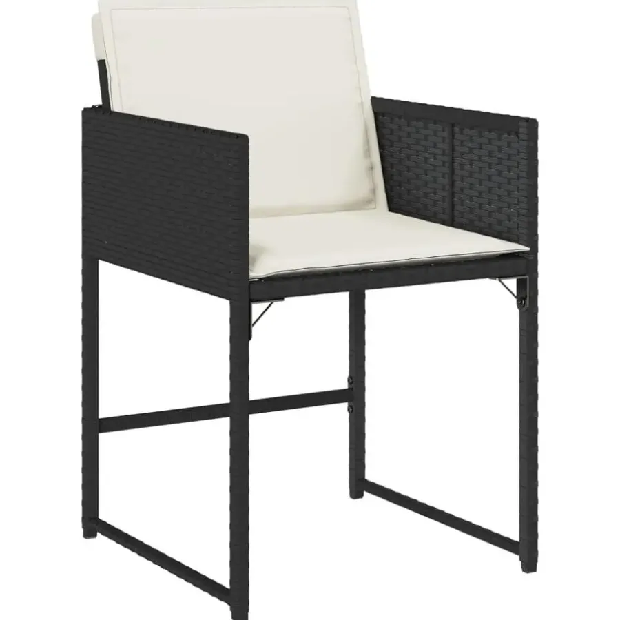 vidaXL - 5-delige Tuinset wit kussens - Zwart - PE rattan en hout - 110x106 cm