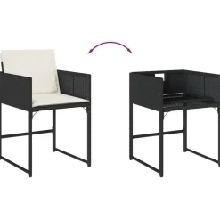 vidaXL - 5-delige Tuinset wit kussens - Zwart - PE rattan en hout - 110x106 cm