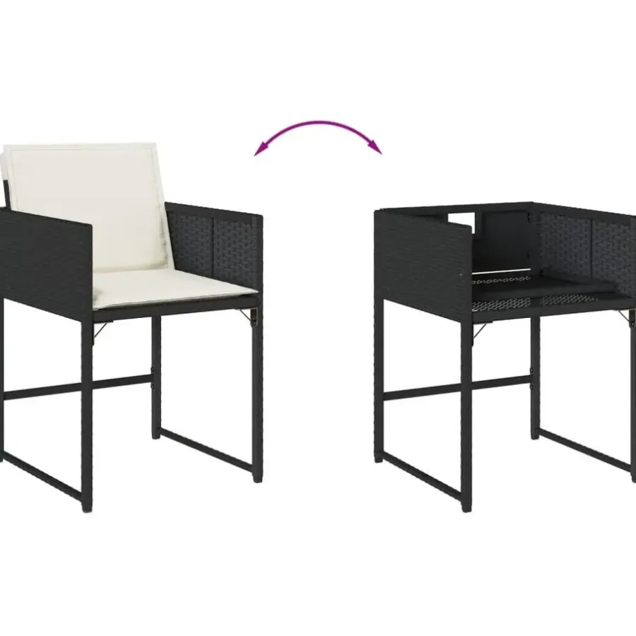 vidaXL - 5-delige Tuinset wit kussens - Zwart - PE rattan en hout - 110x106 cm